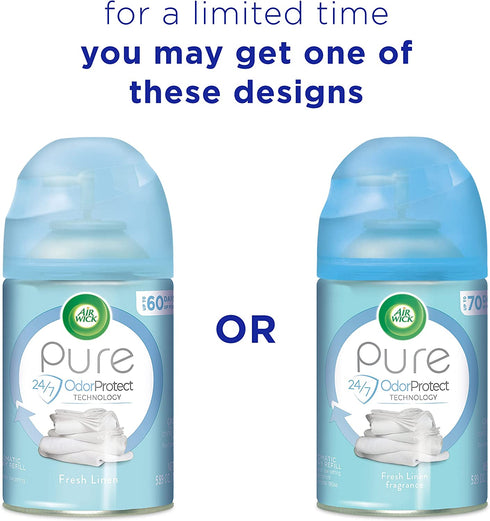 Air Wick Pure Freshmatic Refill Automatic Spray, Fresh Linen, White, 5.89 Oz, Packaging May Vary