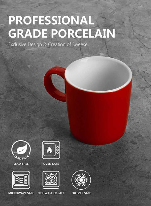 Sweese 409.404 Porcelain Espresso Cups - 3.5 Ounce - Set of 4, Red