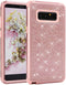 WORLDMOM for Galaxy Note 8 case, Rose Gold Glitter Luxury Sparkly Hybrid 3 Layers Heavy Duty Shockproof Protective with Bling Shiny Pretty Cute Fashion Design case for Samsung Galaxy Note 8