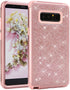 WORLDMOM for Galaxy Note 8 case, Rose Gold Glitter Luxury Sparkly Hybrid 3 Layers Heavy Duty Shockproof Protective with Bling Shiny Pretty Cute Fashion Design case for Samsung Galaxy Note 8