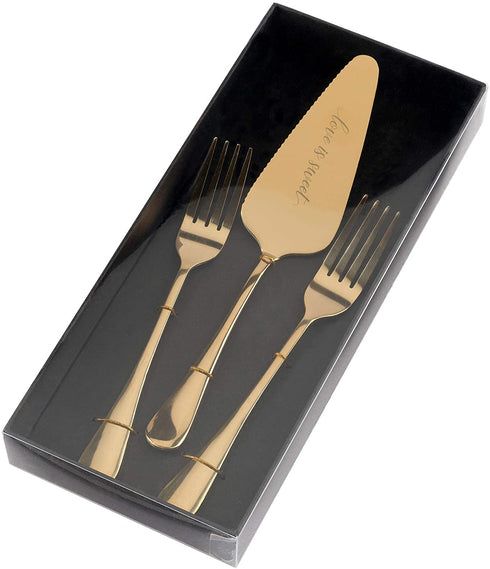 Lillian Rose Gold Wedding Cake Server Set, 7.25"