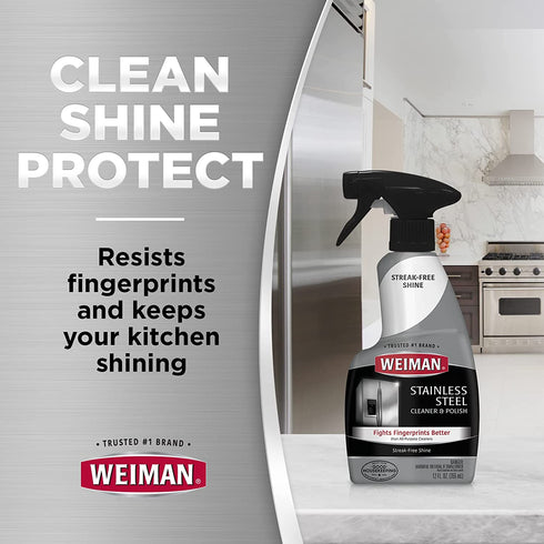 Weiman Stainless Steel Cleaner and Polish - (2 Pack) - Protects Appliances from Fingerprints and Leaves a Streak-Free Shine for Refrigerator Dishwasher Oven Grill etc
