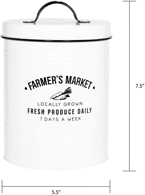 Amici Home, , Farmers Market Metal Storage Canister, 76 oz, White