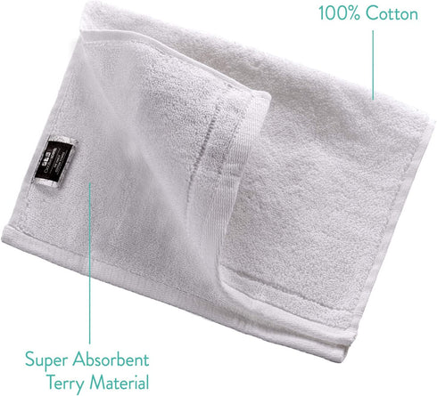 Creative Scents Cotton Fingertip Towel Set - 4 Pack - 11 x 18 Inches Decorative Extra-Absorbent and Soft Terry, Small White Hand Towels for Bathroom and Powder Room, Guest and Housewarming Gift
