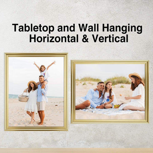 LaVie Home 8x10 Picture Frames(3 Pack, Gold)Wall or Tabletop Display, Graceful Beveled Detail Design Photo frames with High Definition Glass, Perfect for Home Decor, Set of 3 Basic Collection