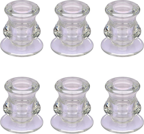 MejaTec Candlestick Holders, 6PCS Taper Candle Holders, Clear Glass Taper Candlesticks for Party, Wedding, Birthday, Dinning Room and Home Decoration (6, Clear Glass)