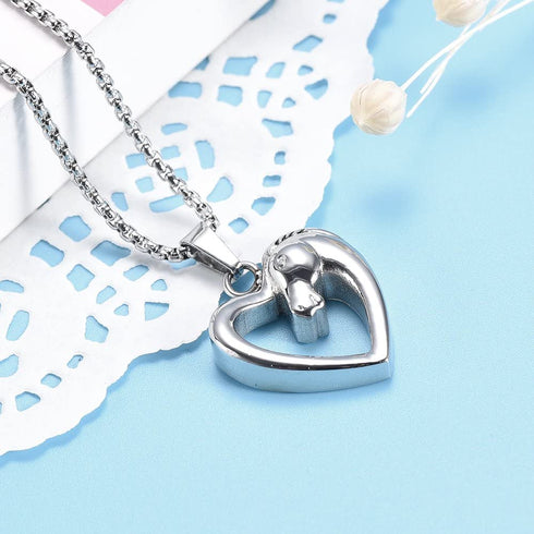 EternityMemory Horse in My Heart Stainless Steel Cremation Jewelry Necklace Urn Keepsake Pendant +Box+Fill Kits