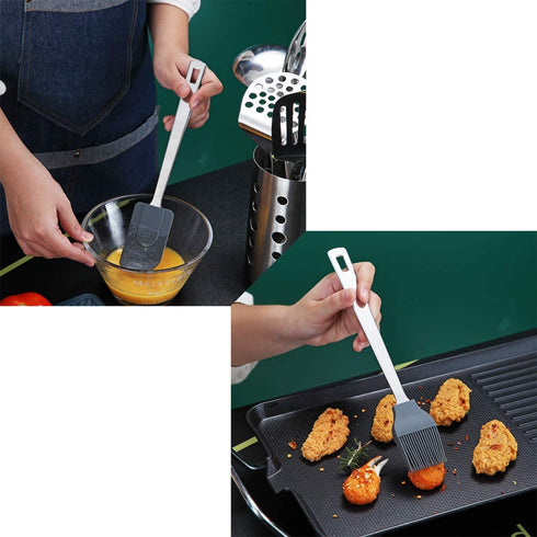 Cooking Spoon, Berglander 6 Pieces Spatula Set Stainless Steel, Metal Spatula, Serving Spoon, Kitchen Tools Set Non-Stick And Heat Resistant, Dishwasher Safe, Easy to Clean (6 Packs)