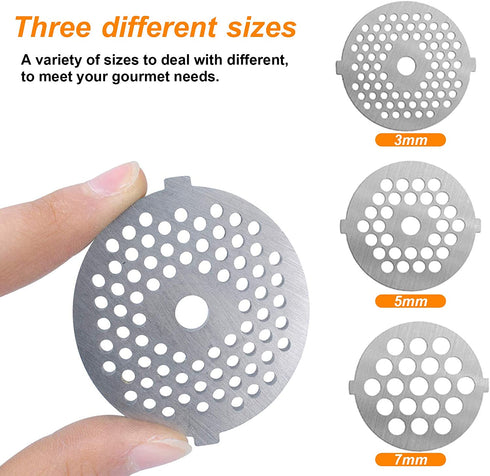 Gogmooi 10 Pcs Kitchenaid Meat Grinder Blade, Meat Grinder Parts Blades, Stainless Steel Food Grinder Accessories, Meat Grinder Attachment for Size 5 Stand Mixer and Meat Grinder Accessories