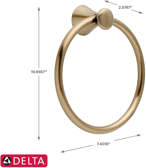 DELTA Lahara Towel Ring, Champagne Bronze, Bathroom Accessories, 73846-CZ