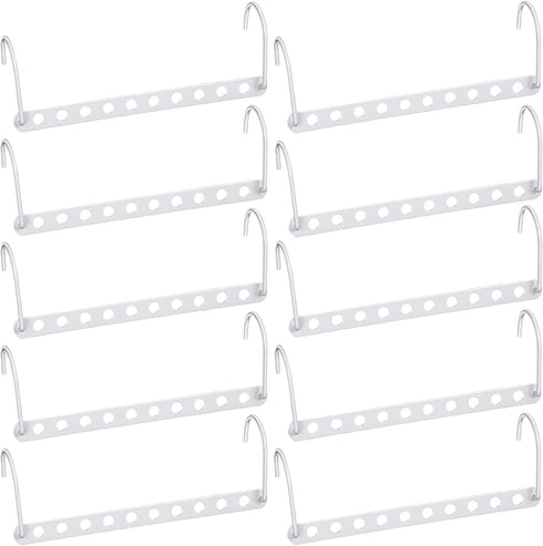 Metal Hangers Organizer Space Saving Hangers Closet Space Saving Wardrobe Clothing Hanger Organizer, Hook Design Closet Organizer Hanger (White,10 Pieces)