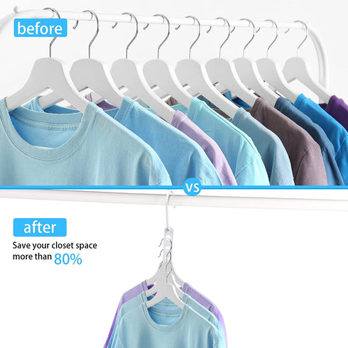 Metal Hangers Organizer Space Saving Hangers Closet Space Saving Wardrobe Clothing Hanger Organizer, Hook Design Closet Organizer Hanger (White,10 Pieces)