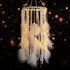 Alynsehom Feather Dream Catcher with LED Lights Silver Bells Large Boho Light up Dreamcatcher Baby Kids Bedroom Wall Hanging Decoration Wedding Party Ornament Gift Nursery Decor (White Feather)