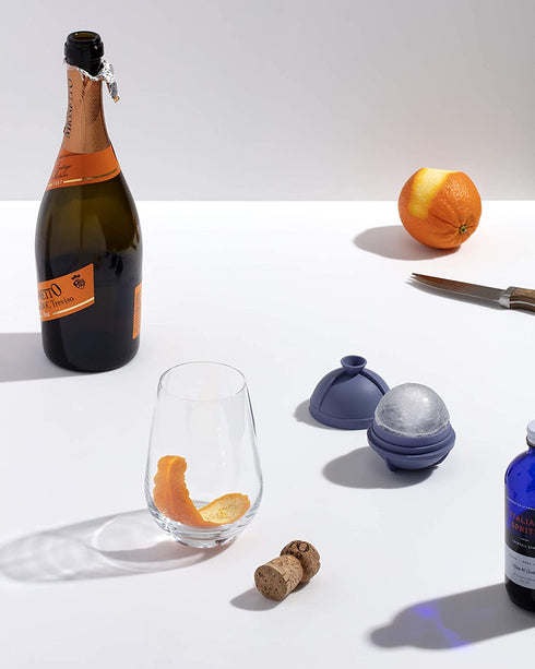 W&P Peak Silicone Sphere Ice Mold w/ Cover | Charcoal | Easy to Remove | Round Cocktail Whiskey Drink Ice Maker | Food Grade Premium Silicone | Dishwasher Safe, BPA Free