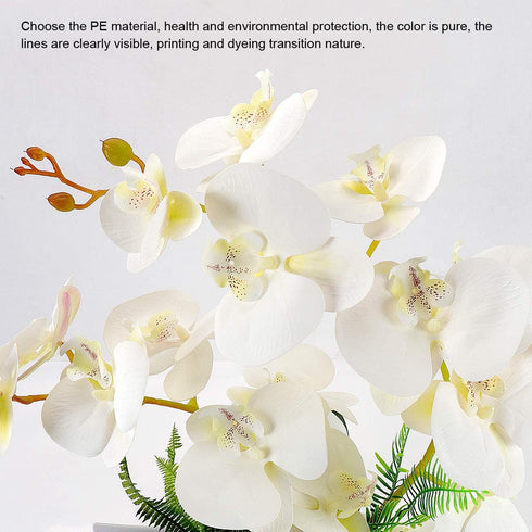 YOBANSA Orchid Bonsai Artificial Flowers with Imitation Porcelain Flower Pots Phalaenopsis Fake Flowers Arrangements for Home Decoration (White 1)