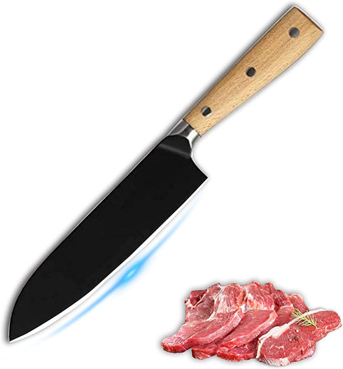 Sunmei 8 Inch Chef's Knife, High Carbon 5Cr15MoV Stainless Steel Kitchen Knives with Wooden Handle, Ultra Sharp, Best Choice for Home Kitchen and Restaurant (Black)
