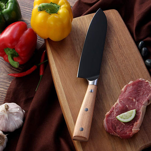 Sunmei 8 Inch Chef's Knife, High Carbon 5Cr15MoV Stainless Steel Kitchen Knives with Wooden Handle, Ultra Sharp, Best Choice for Home Kitchen and Restaurant (Black)