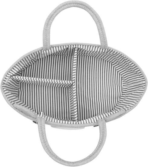 Conthfut Baby Diaper Caddy Organizer 100% Cotton Canvas Stylish Rope Nursery Storage Bin Portable Tote Bag & Car Organizer For Changing Table- Top Baby Shower Basket (Gray)