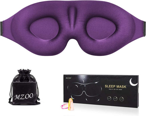 MZOO Sleep Eye Mask for Men Women, 3D Contoured Cup Sleeping Mask & Blindfold, Concave Molded Night Sleep Mask, Block Out Light, Soft Comfort Eye Shade Cover for Travel Yoga Nap, Purple
