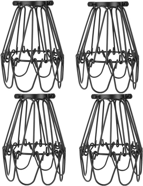 Licperron Black Industrial Vintage Style Light Cage for Pendant Lights, Antique Lamp Holders, Lamp Guard, Adjustable Lamp Cage, 4 Pack