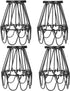 Licperron Black Industrial Vintage Style Light Cage for Pendant Lights, Antique Lamp Holders, Lamp Guard, Adjustable Lamp Cage, 4 Pack