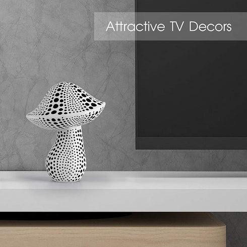 Mushroom Statue Decor (White) Small Crafted Figurines for Home Decor Accents, Living Room Bedroom Bathroom Office Decoration, Book Shelf TV Stand Ornament - Decorative Sculptures Collection BFF Gifts