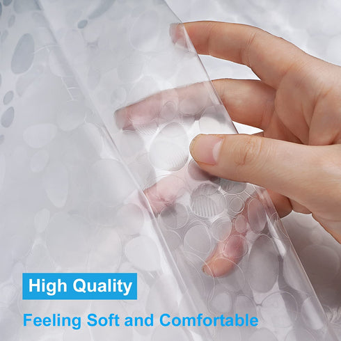UFRIDAY Extra Long Shower Curtain Liner 72x86 Inch?EVA Plastic Waterproof Shower Curtain with 5 Magnets,Heavy Duty,Semi Transparent, 3D Cobblestone Bathroom Liner