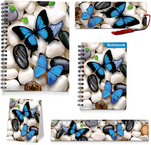 Back to School Supplies,Kids Butterfly Spiral Notebooks,Hard Cover Spiral Note Pad (Notebook Ruler Bookmark Set)