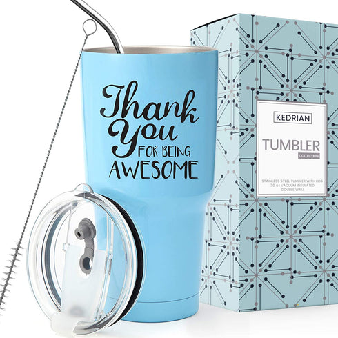 KEDRIAN Thank You For Being Awesome Tumbler 30oz, Perfect Thank You Gifts For Friends, Teacher, Boss, Coworker, Appreciation Gifts For Christmas, Birthday, Unisex Stainless Steel Insulated Tumbler