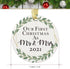 Moblade Our First Christmas As Mr & Mrs 2021 Christmas Ornament, for Couples Newlyweds Married, Wedding Decoration Ornament, Wedding Keepsake Ornament 2021