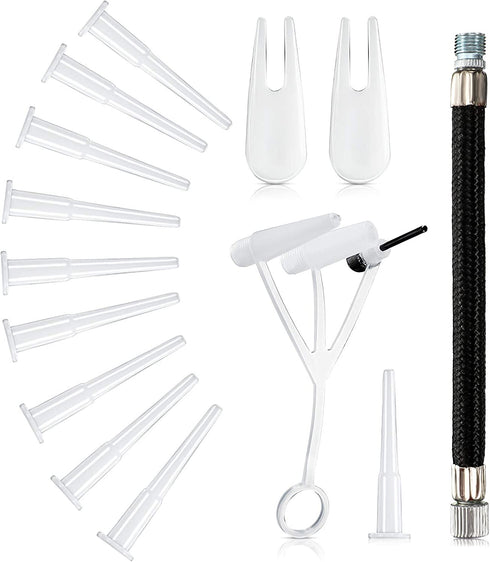 16 Exercise Ball Plug Replacement Kit with Needle, Nozzle, Extension Hose, Exercise Ball Air Stopper Plug Pin for Yoga Ball Soccer Basketball Football Volleyball Rubber Boat Balloon Swim Inflatables