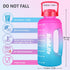 BuildLife Half Gallon Water Bottle - BPA Free Leakproof Water Jug Gradient Motivational Time Marker with Straw & Phone Holder Handle to Remind You Drink More Water
