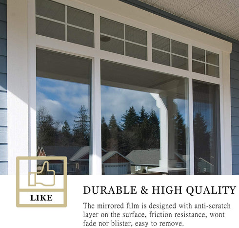 One Way Mirror Window Film?Black-Silver 35.4In x 6.56Ft?, WochiTV Daytime Privacy Window Tint for Home, UV Light Blocking Reflective Heat Control Glass Solar Film Non Adhesive Removable Static Cling