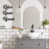 Hotop 3 Pieces Farmhouse Bathroom Metal Wall Signs Bathroom Metal Letter Sign Decor Relax Renew Refresh Metal Sign Bathroom Metal Wall Art Decor Black Metal Bathroom Wall Decor for Home Decoration