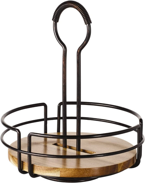 Gourmet Basics by Mikasa Handover Acacia Wood Rotating Condiment Caddy, One Size, Antique Black
