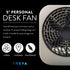 Treva 5-Inch Portable Desktop Battery Powered Fan, 2 Cooling Speeds with Compact Folding & Tilt Design- 2 Pack (Grey)