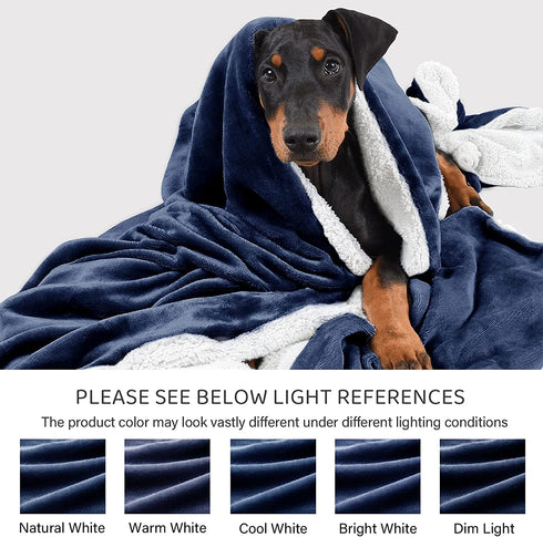 Comaza Sherpa Fleece Throw Blanket - Navy Blue Reversible Thick Blanket Extra Soft Warm & Cozy Microfiber Blanket (50x60 inches)