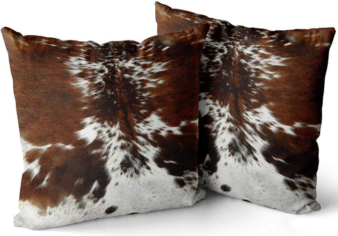 LEKAIHUAI Home Decoration Throw Pillow Cases Covers Tri Color Brown Cowhide Pillowcases Square Two Sides Print 22x22 Inches Set of 2