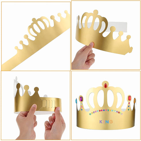 Paper Crowns Princess Prince Crown Gem Stickers Jewels Stickers Number Letter Stickers for Boys Girls Adults DIY Birthday Party Crown Hats Decoration Favor Supplies (38 Pieces)