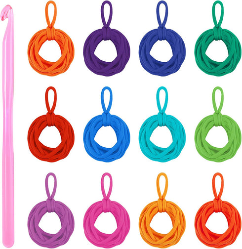 Loom Potholder Loops, BENBO 192 Pieces Multicolor Weaving Craft Loops 7 Inches Potholder Loops with 1 Piece Crochet Hook for DIY Crafts Supplies