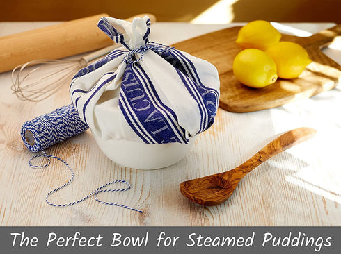 Muldale Traditional White Pudding Basin 0.65qt, Heat Proof Ceramic Mixing Bowl 0.6L Premium Ceramic Baking Bowl| Perfect for Steamed Pudding and Desserts, Made in Europe