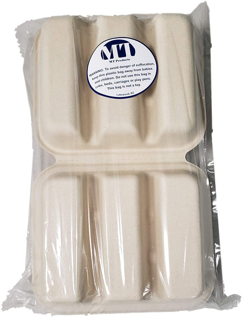 Pulp Fiber Tri Compartmental Taco Holder Disposable Size 8? x 7? x 3" Keeps Taco Upright By MT Products (15 Pieces)