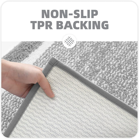Color G Bathroom Rug Mat, Ultra Soft and Water Absorbent Bath Rug, Bath Carpet, Machine Wash/Dry, for Tub, Shower, and Bath Room (16"x24",Grey and White)