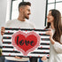 Valentine's Day Area Rug Doormat, Valentines Day Black White Striped Door Mat with Non Slip Backing, Romantic Red Heart Entrance Mats for Indoor Outdoor, Valentine's Day Home Decor, 18 x 30 Inch