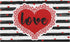 Valentine's Day Area Rug Doormat, Valentines Day Black White Striped Door Mat with Non Slip Backing, Romantic Red Heart Entrance Mats for Indoor Outdoor, Valentine's Day Home Decor, 18 x 30 Inch