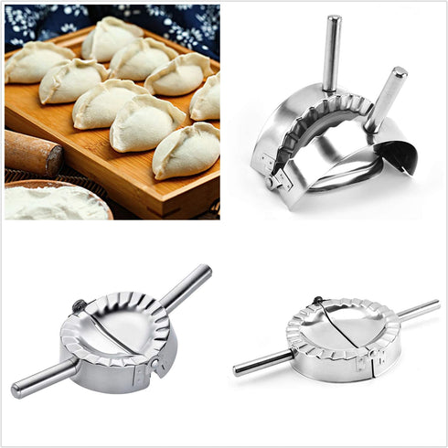 HLYCare Stainless Steel Ravioli Mold Pierogi Dumpling Maker,X-Large 5" Goya Empanada Press Mold, Ravioli Mould Crimper,Wrapper Dough Cutter-for Pie Ravioli Chinese Dumpling Pastry,With long handle