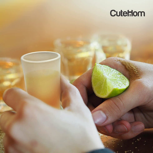 Frosted Shot Glasses, Tequila Shooter, Tall Heavy Base Frosty Glass, Mezcal Vodka and Liquor Mini Cups, 2 oz. Set of 8