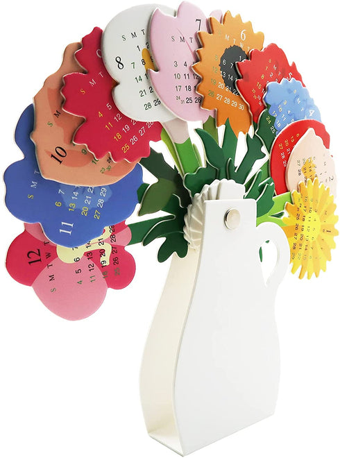2022 Mini Desk Calendar Unique Flower Vase Shape Monthly Standing Calendar 7.8" x 7.8"
