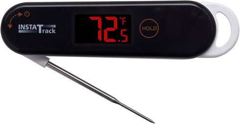 InstaTrack Folding Digital Instant Read Meat Food Grill BBQ Kitchen Cooking Thermometer with Folding Probe, White