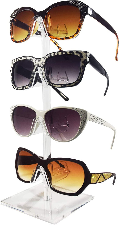 Mooca 2 Set Piece Acrylic Eyeglasses Frame Riser Display Stand Sunglasses Rack Sunglasses Rack Holder Acrylic Eyewear Display (4 Frames for Each Holder)